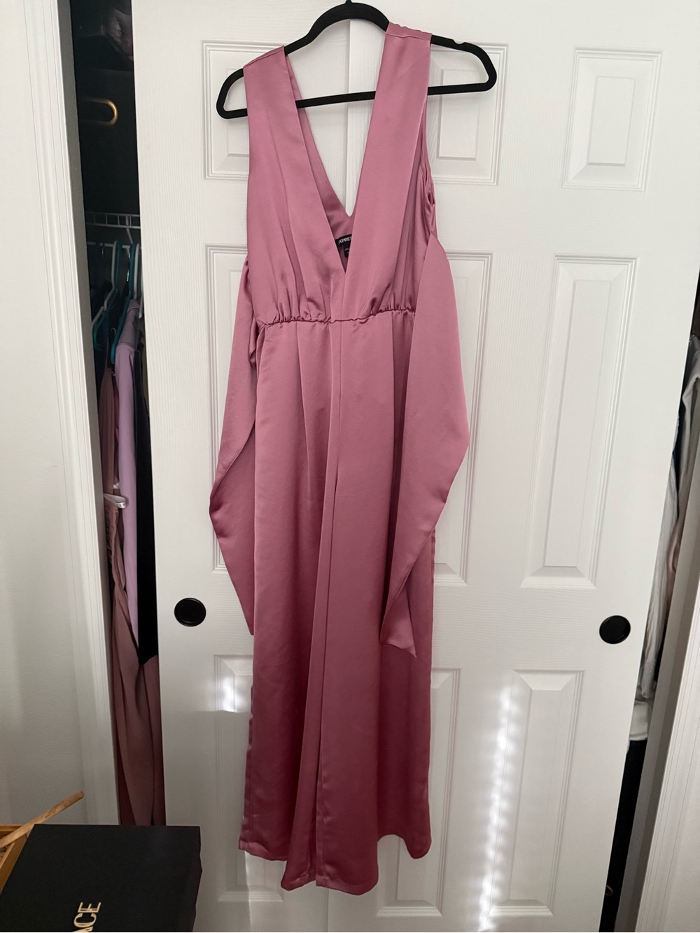 Express Blush Pink Wide Leg Tie Waist Jumpsuit Size M
